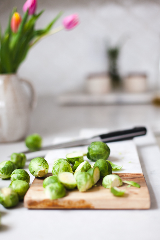 shaved brussel sprout and kale salad