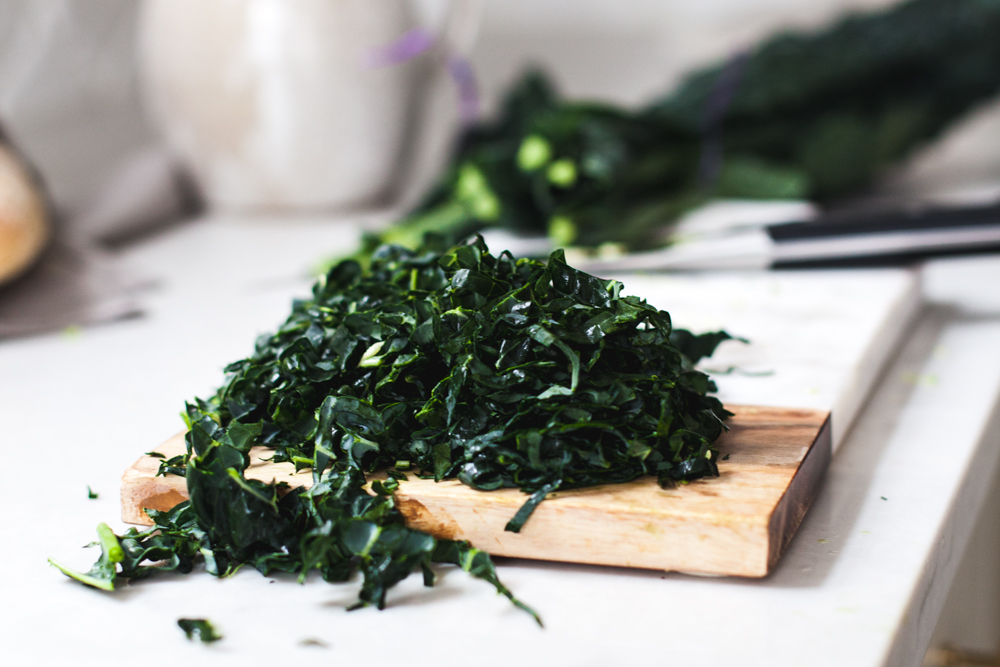 shaved brussel sprout and kale salad