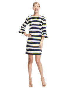 model wears Pop Stripe Dress from Draper James Capsule Collection