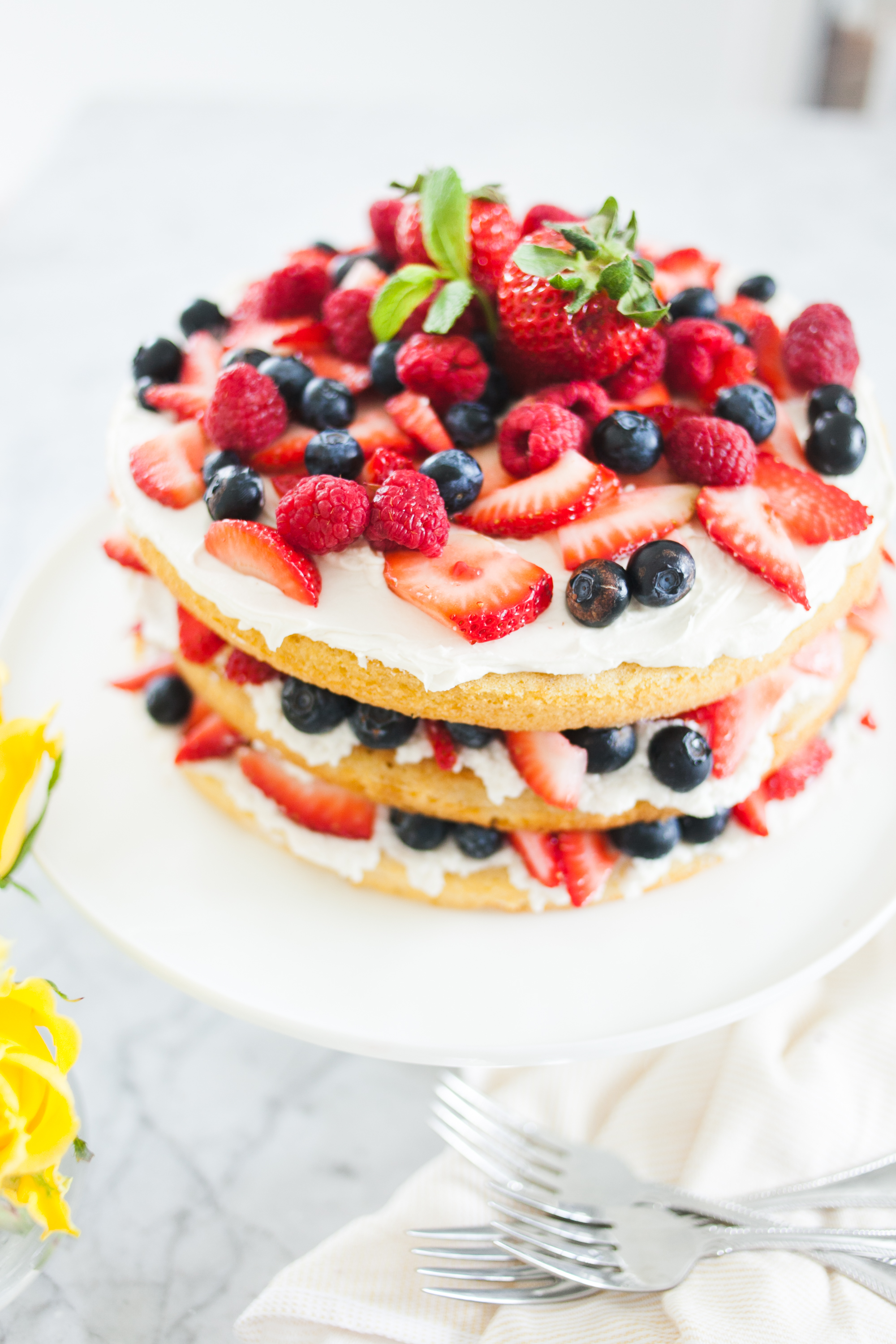 Melissa Haithcock's Layered Berry Cake with Coconut Cream Icing Recipe